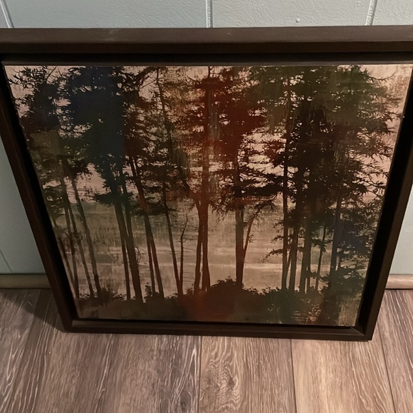20.5x20.5 wood frame tree artwork - Picture 2 of 3